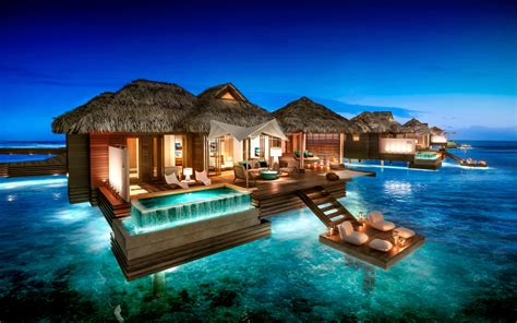 tropical destination with overwater bungalows codycross